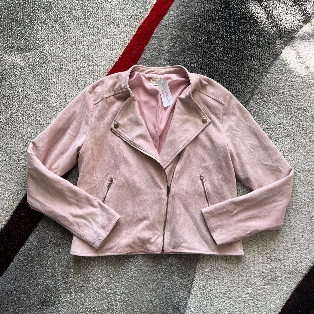 Hem & Thread Microsuede Cropped Mauve Jacket
